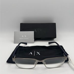 Armani Exchange AX1017 6084 Eyeglasses Frames 54-17-140  Blue Silver Rectangular